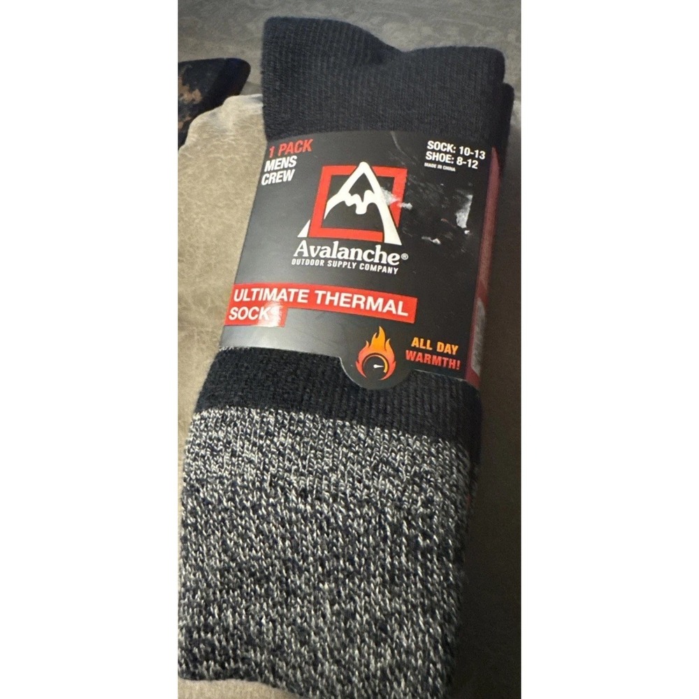 avalanche outdoor supply 2-pack Men's‎ Thermal socks Shoe Size 8-12 New